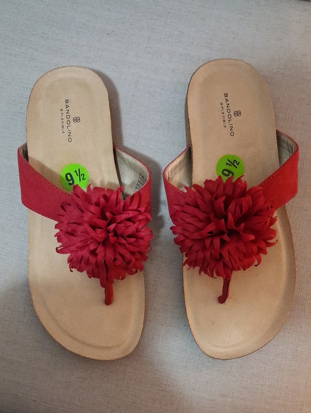 Bandolino Red Flower Pom Thong Sandals